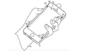 A Apple registrou no escritrio de patentes dos Estados Unidos um sistema de bumpers que deixaria a tela do iPhone imune a quedas(foto: Apple/Reproduo)