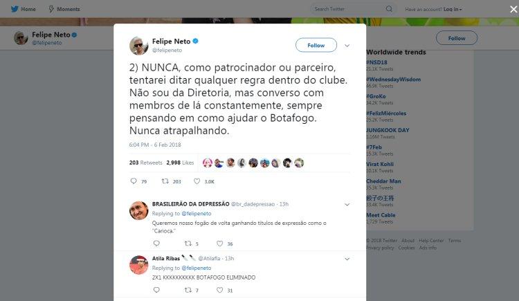 Twitter/felipeneto/Reprodução Twitter/felipeneto/Reprodução