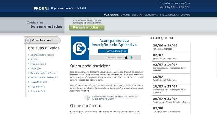 Siteprouni.mec.gov.br/Reprodução Siteprouni.mec.gov.br/Reprodução