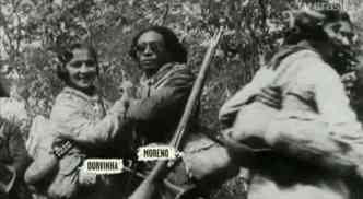 O casal Durvinha, Durvalina Gomes de S, e Moreno, Antnio Incio da Silva, danam para as lentes do cineasta Benjamin Abraho, em 1937, para documentrio sobre o cangao(foto: YouTube/TV Brasil/Reproduo)