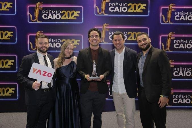 Fl�vio Leite e Giovana Brianti, da Yazo; Evandro Carmo, do Sebrae Minas; Eduardo Frezarin e Jo�o Chaves, da Yazo(foto: Divulga��o)