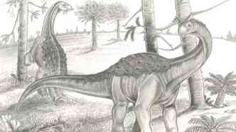 O titanossauro descoberto na Paraba teria vivido durante o Cretceo, entre 145 e 66 milhes de anos atrs(foto: YouTube/Colecionadores de Ossos/Reproduo)