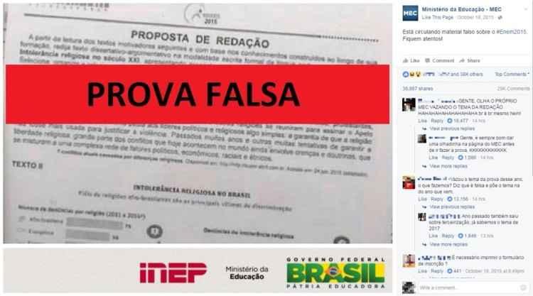 Facebook/MEC/Reprodução Facebook/MEC/Reprodução