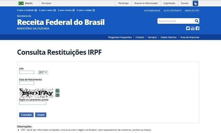 Receita.fazenda.gov.br/Reprodução Receita.fazenda.gov.br/Reprodução