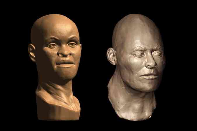 Comparao entre a reconstruo do rosto de Luzia, feita na dcada de 1970, e a atual, originada aps a mudana da teoria de povoamento das Amricas(foto: Andr Strauss/MAE-USP/Divulgao)