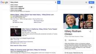 Segundo o socilogo e pesquisador americano Robert Epstein, a ferramenta de busca do Google teria modificado seu algoritmo para sugerir apenas palavras positivas em relao a Hillary Clinton(foto: YouTube/SourceFed/Reproduo)