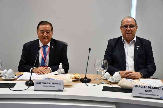 Jos Zeferino Pedrozo, presidente do Conselho Deliberativo Nacional do Sebrae ( esquerda), e Marcelo de Souza e Silva, presidente do Conselho Deliberativo do Sebrae em Minas Gerais(foto: Sebrae/Divulgao)