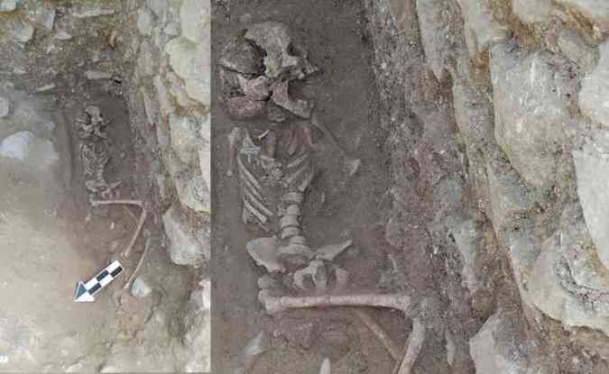 Arquelogos encontraram na Itlia os restos mortais de uma criana que foi enterrada com uma pedra na boca, para evitar que 