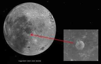 Suposta estrutura em formato de cone (detalhe) seria a prova de 'vida extraterrestre' na Lua, segundo tericos da conspirao(foto: Google Earth/Reproduo)