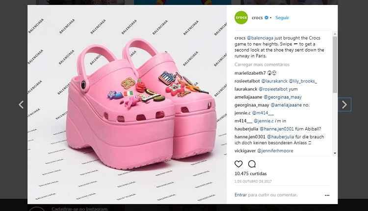 Instagram/crocs/Reprodução Instagram/crocs/Reprodução