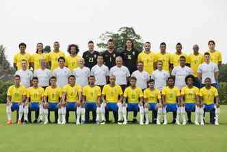 Esta  a foto oficial da Seleo Brasileira para a Copa do Mundo da Rssia de 2018(foto: Lucas Figueiredo/CBF/Divulgao)