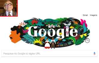 O Google homenageou o clebre escritor colombiano Gabriel Garca Mrquez (detalhe), que faria 91 anos nesta tera, dia 6 de maro(foto: Google.com.br/Reproduo e Albert Gea/EM/D.A Press)