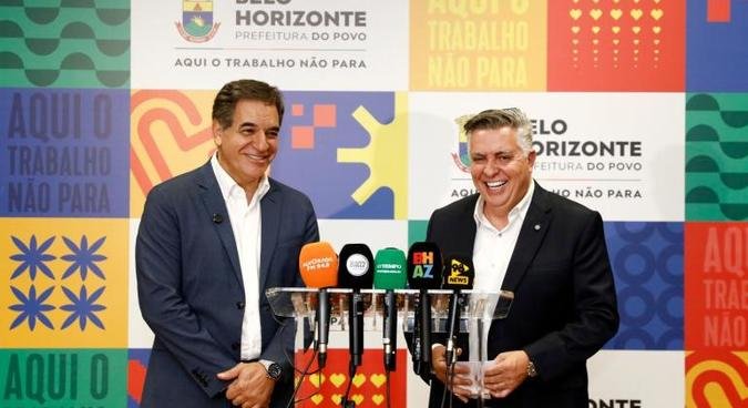 O prefeito �lvaro Dami�o e o presidente da Fecom�rcio, Nadim Elias Donato Filho(foto: Rodrigo Clemente/ PBH )