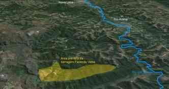 Segundo o vereador, por estar perto do Rio das Velhas e da estao de captao de gua da Copasa, a nova barragem de rejeitos pode representar risco para a regio(foto: Google Earth/Reproduo)