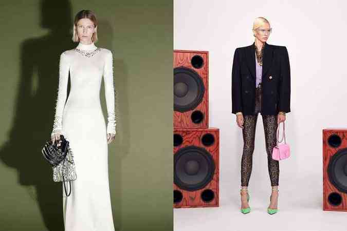 Peças da Givenchy (esq.) e Versace apresentadas recentemente(foto: Divulgação)