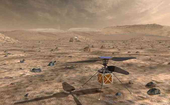 De forma indita, em 2021, a Nasa levar uma espcie de helicptero para sobrevoar Marte(foto: Nasa/JPL-Caltech/Divulgao)